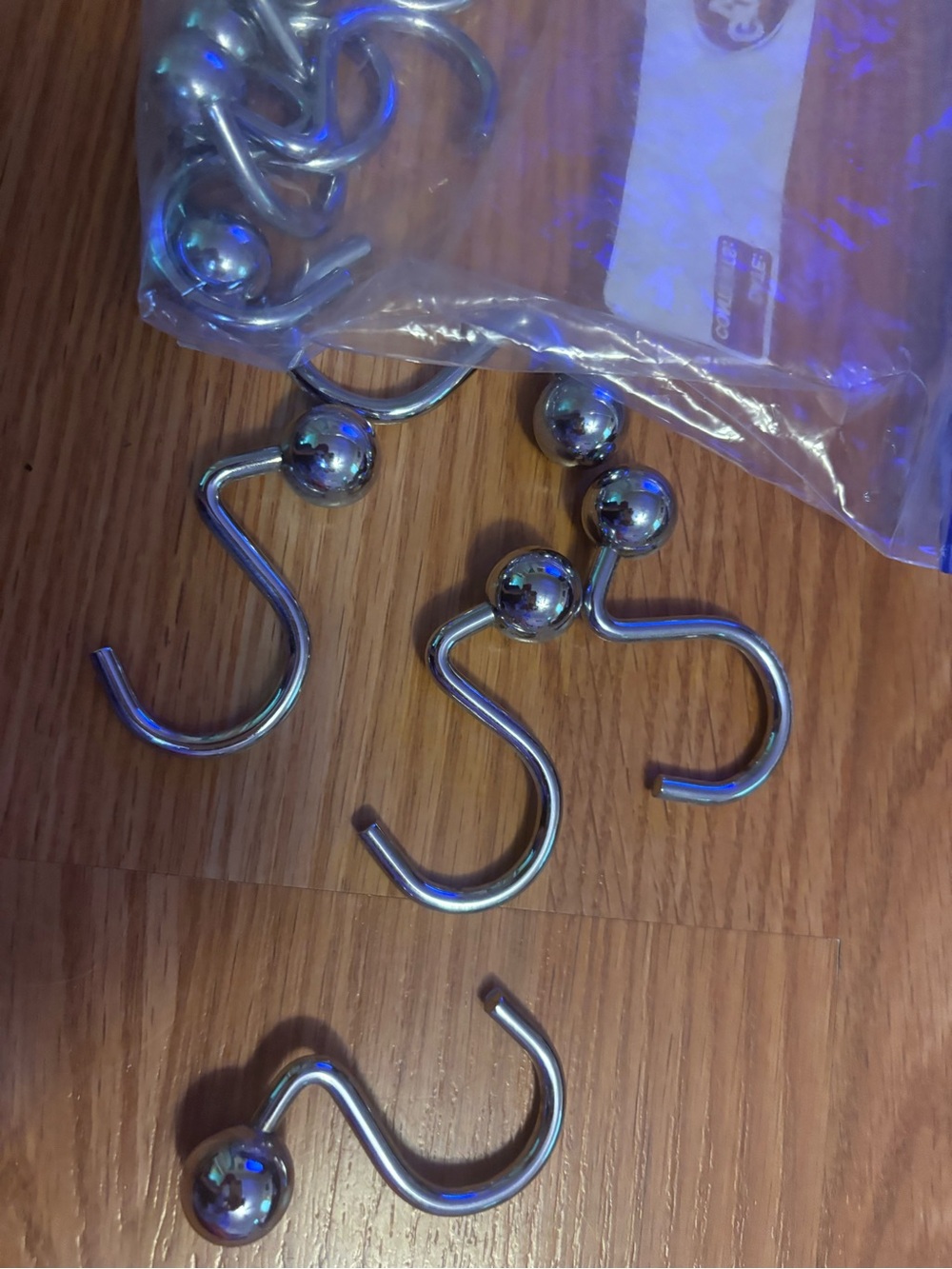 Stainless Steel S-Shaped Shower Curtain Hooks with Balls - Silver